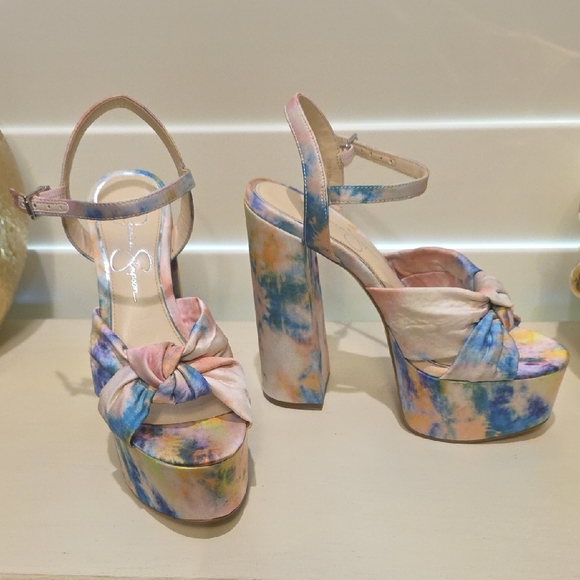 Jessica Simpson Shoes - Jessica Simpson Multicolor Tie-Dye Platform Heels